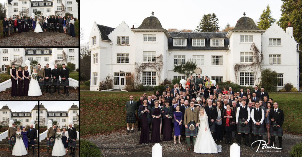 fotografie svatby - skupinové fotografie ze svatby ve skotsku